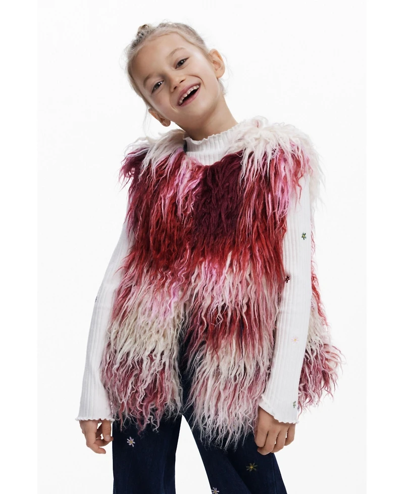 Desigual Girls Girls's Watercolor fur vest