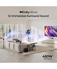 Ultimea Poseidon M4T 5.1 Dolby Atmos Sound Bar for Tv, Wireless Subwoofer, Surround Adjustable, 450W