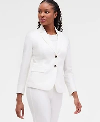 Kasper Womens Stretch Crepe Two Button Jacket Cowl Neck Cap Sleeve Top Stretch Crepe High Rise Straight Pants