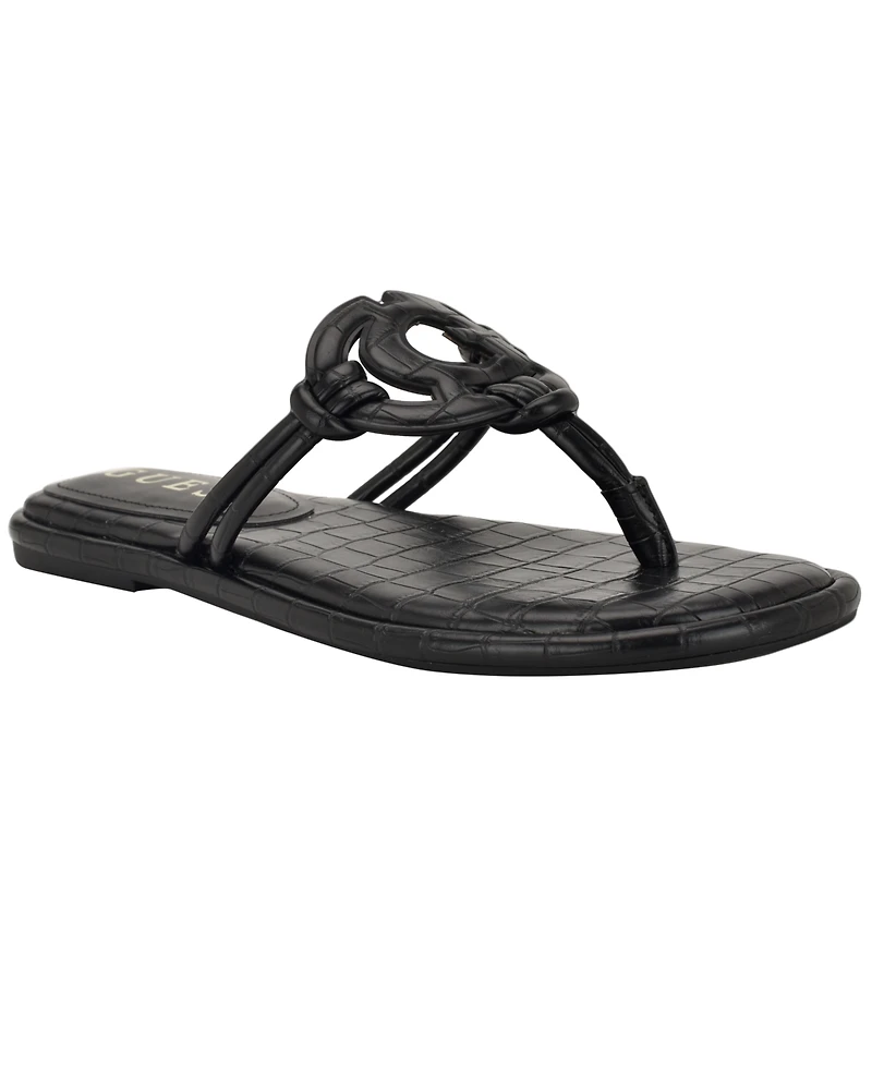 Guess Women's Saime Embellished G Cutout Flat Thong Sandals