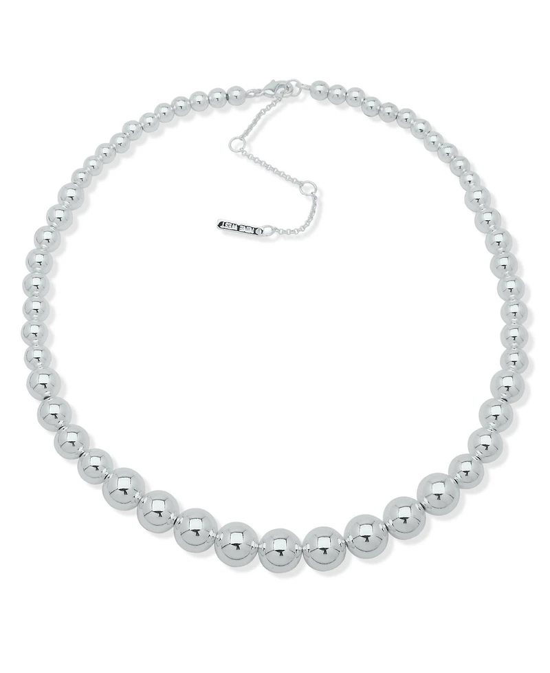Nine West Copper Coated Beads Silver-Tone Structured Collar Necklace