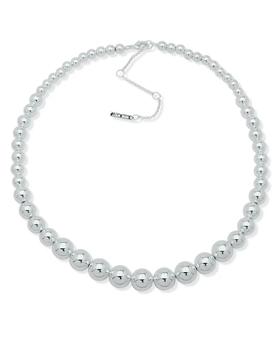 Nine West Copper Coated Beads Silver-Tone Structured Collar Necklace