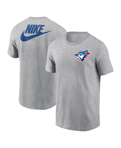 Nike Men's Heather Gray Toronto Blue Jays Cooperstown Collection Large Logo 2-Hit T-Shirt