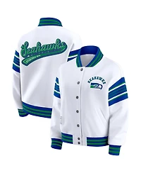 Wear by Erin Andrews Women's White Seattle Seahawks Full-Snap Fleece Sweatshirt Jacket