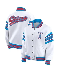 Wear by Erin Andrews Women's White Tennessee Titans Full-Snap Fleece Sweatshirt Jacket