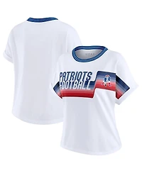 Wear by Erin Andrews Women's White New England Patriots Cropped Center Stripe Dolman T-Shirt