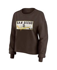 Wear by Erin Andrews Women's 2-Piece Brown San Diego Padres Heavy Rugby Jersey Long Sleeve T-Shirt and Shorts Lounge Set