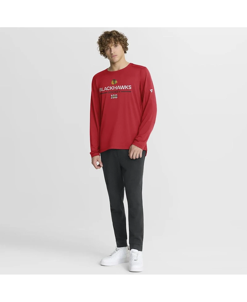 Fanatics Men's Red Chicago Blackhawks Authentic Pro Centennial Rink Tech Long Sleeve T-Shirt
