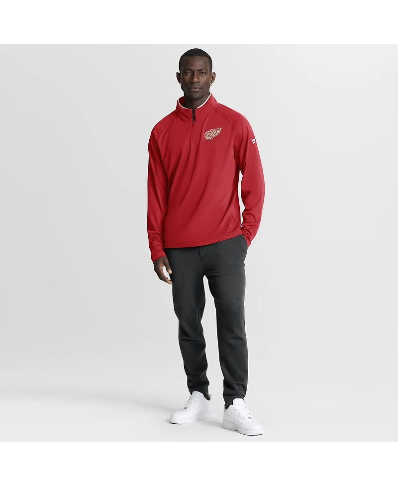 Fanatics Men's Red Detroit Wings Authentic Pro Rink Training Centennial Raglan Quarter-Zip Pullover Sweatshirt