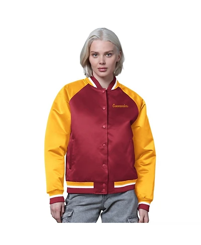 Starter Women's Burgundy/Gold Washington Commanders Satin Full-Snap Vintage Varsity Jacket