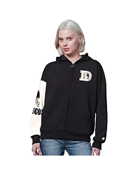Starter Women's Black/White Denver Broncos 4th Down Full-Zip Hoodie