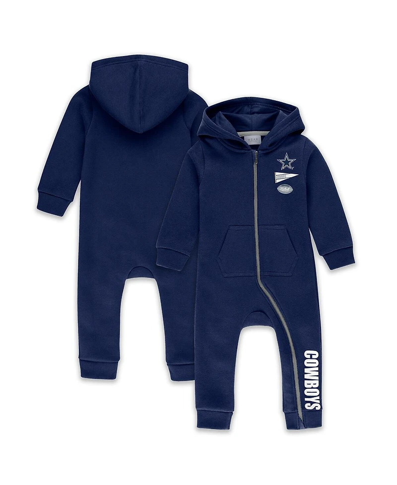 Wear by Erin Andrews Baby Boys and Girls Newborn Navy Dallas Cowboys Hooded Fleece Coverall