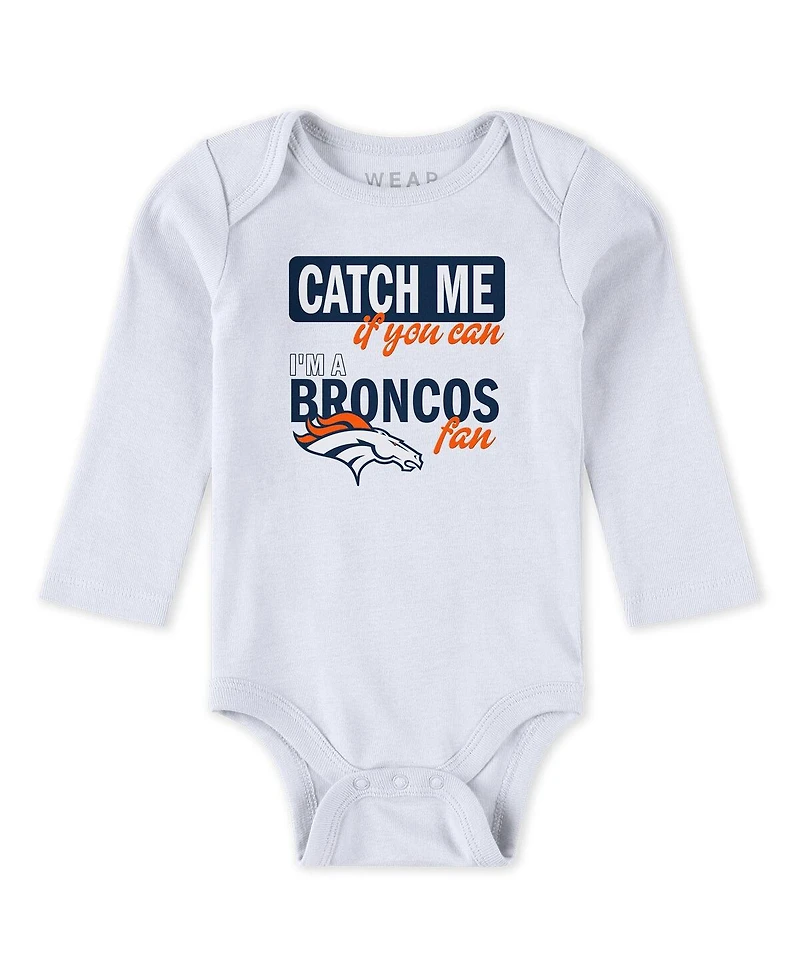 Wear by Erin Andrews Baby Boys and Girls Newborn 3-Piece Denver Broncos Turn Me Around Bodysuits Pant Set