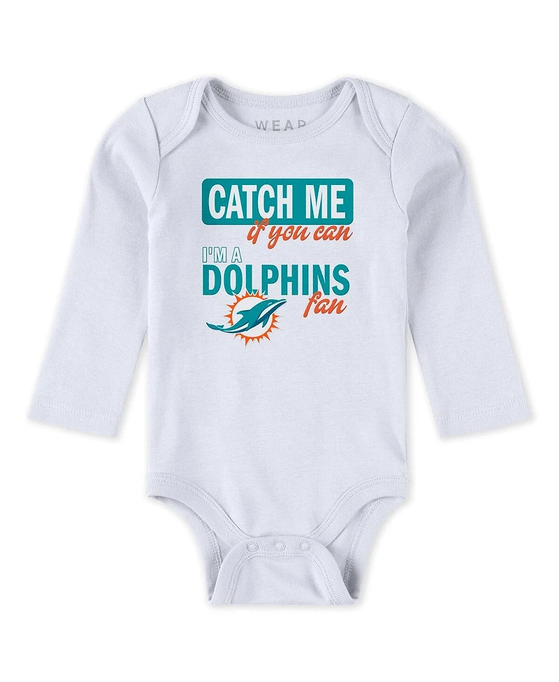 Wear by Erin Andrews Baby Boys and Girls Newborn 3-Piece Miami Dolphins Turn Me Around Bodysuits Pant Set