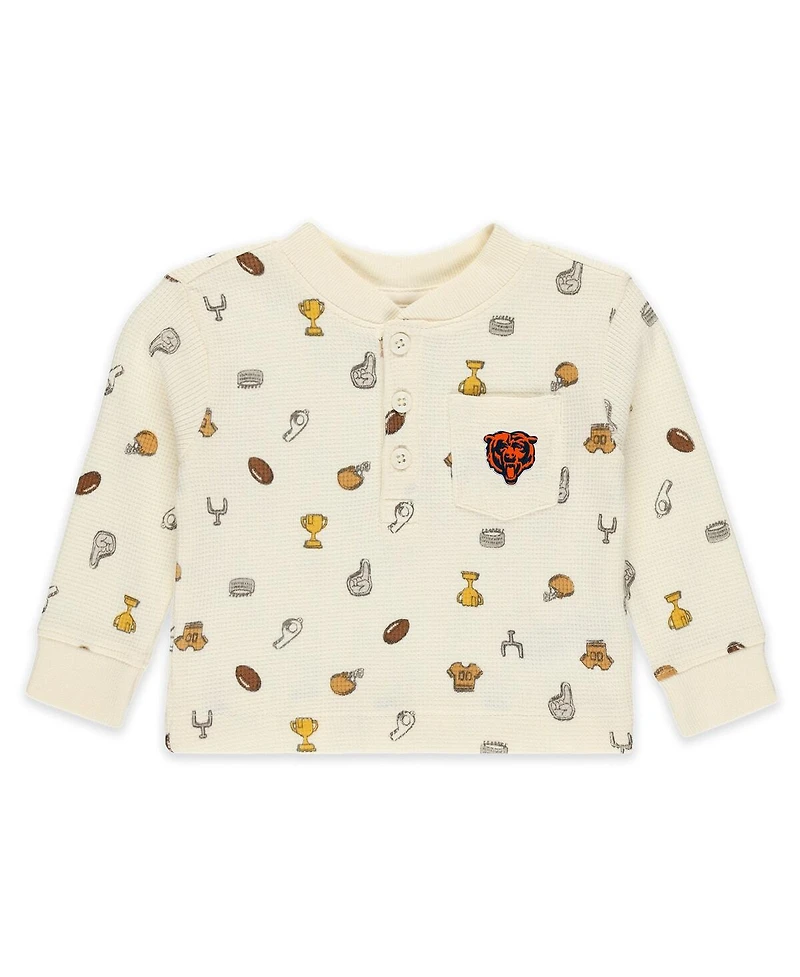 Wear by Erin Andrews Baby Boys and Girls 2-Piece Cream Chicago Bears Waffle-Knit Sleep Set