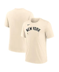 Nike Men's Natural New York Yankees Wordmark Tri-Blend T-Shirt