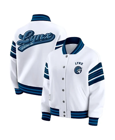Wear by Erin Andrews Women's White/Navy Minnesota Lynx Full-Snap Fleece Sweatshirt Jacket