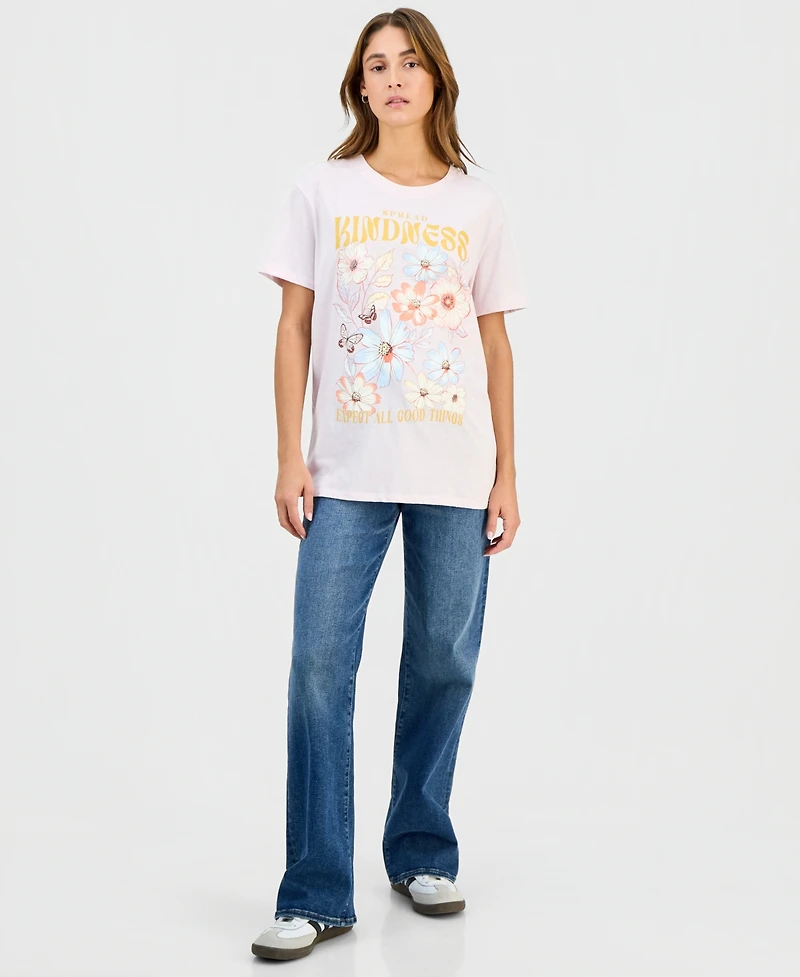Self Esteem Juniors' Kindness Flowers Crewneck Tee