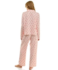 Sincerely Jules Women's Long Sleeve Top and Bottom 2-Piece Notch Collar Set