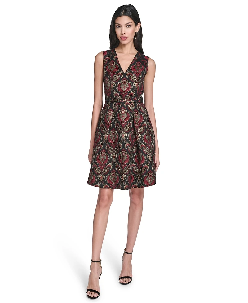 Vince Camuto Women's V-Neck Fit and Flare Dress