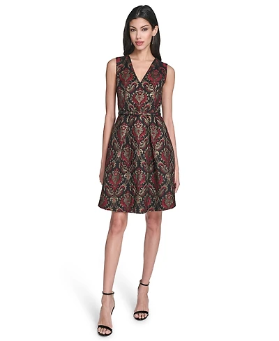 Vince Camuto Women's V-Neck Fit and Flare Dress