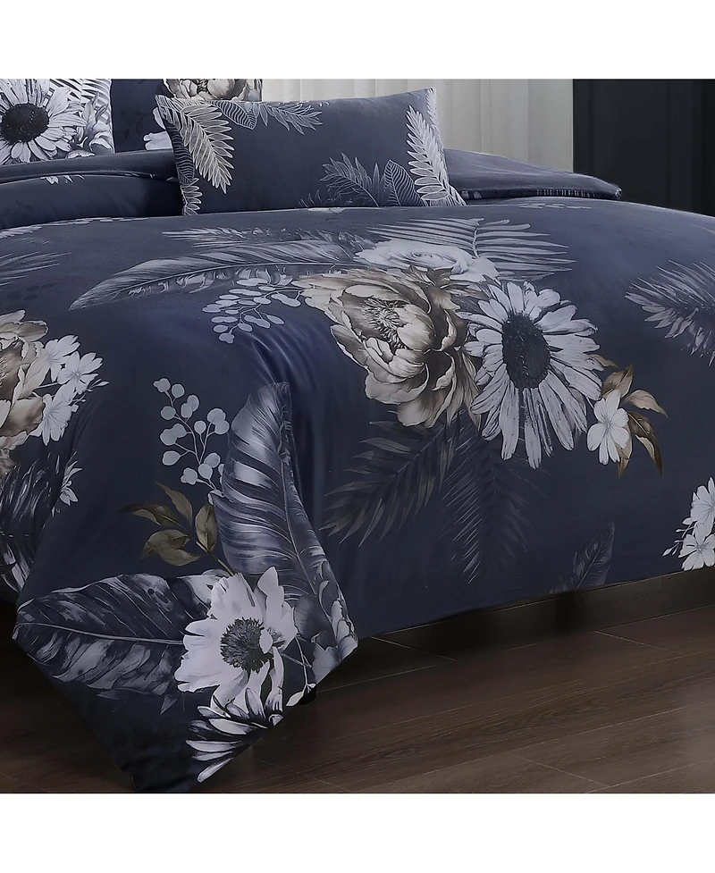 Bebejan Forget Me Not Bedding 100% Cotton Sateen 5 Piece Reversible Queen Comforter Set
