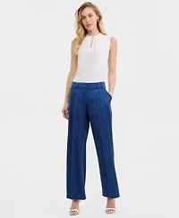 Tahari Asl Women's Satin Pleat-Front Wide-Leg Pants