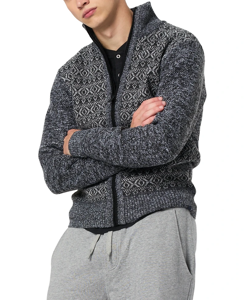 Buffalo David Bitton Men's Wintor Relaxed Colorblock Cable Knit Sweater