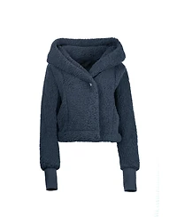 By Jill Martin Hooded Cropped Length Button Front Lounger Jacket