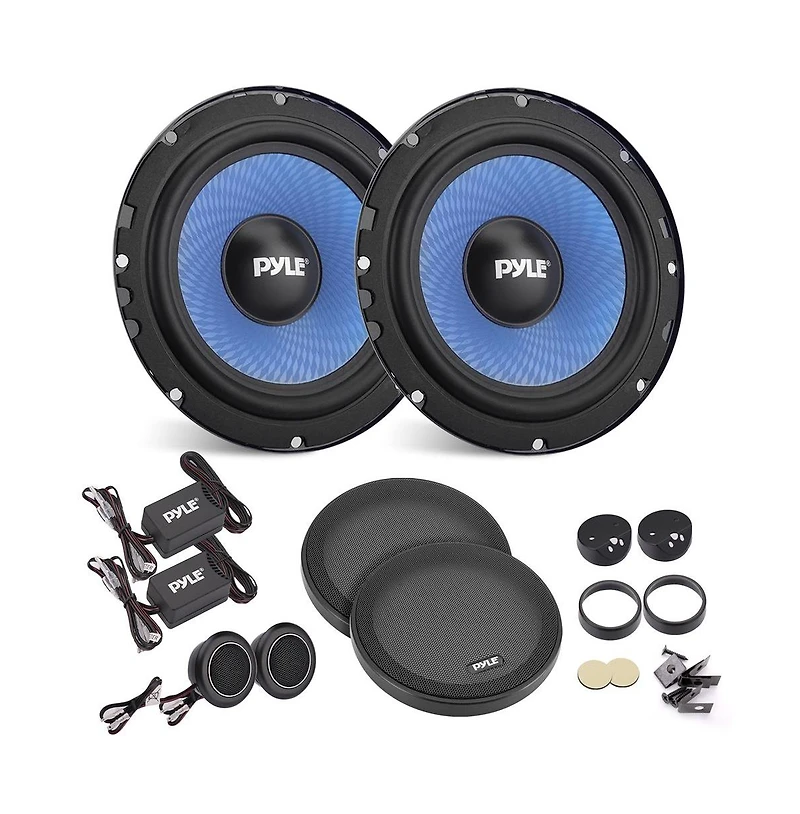 Pyle 6.5'' Two-Way Component Speaker System, 360W, 4 Ohm, Blue (Pair)