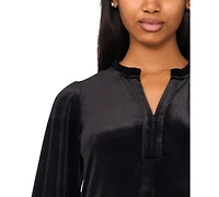Msk Women's Split-Neck Blouson-Sleeve Tiered Velvet Shift Dress