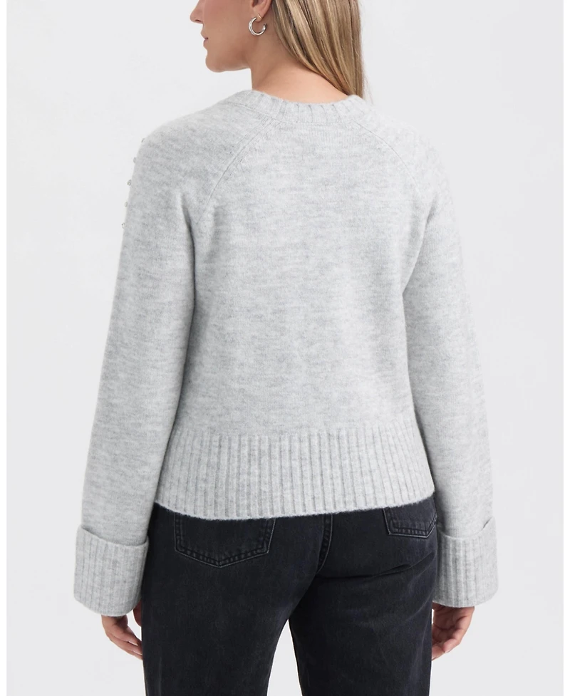 Ellen Tracy Women's Embellished Raglan Sleeve Sweater