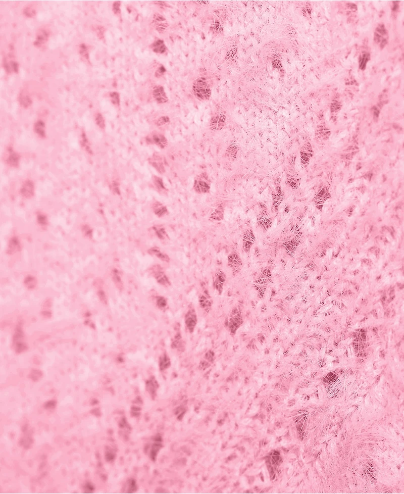 Lands' End Women's Eyelash Fuzzy Pointelle Puff Sleeve Sweater