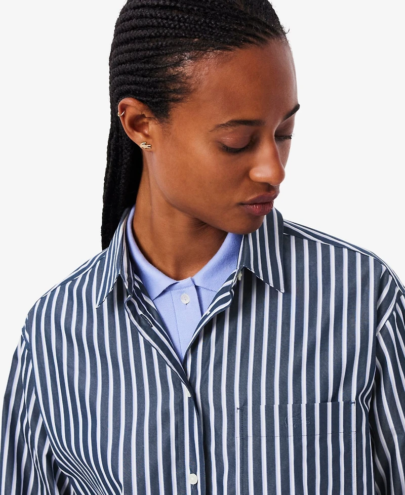 Lacoste Usa Women's Striped Oversized Shirt