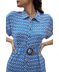 Yumi Women's Belted Midi Shirt Dress
