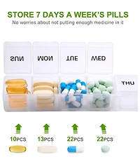Sukuos Weekly Pill Organizer 2 Pack Daily Pill Box for Medicine Vitamins Supplements