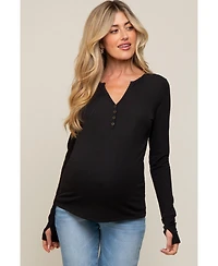Pinkblush Maternity Black Button Front Long Sleeve Top