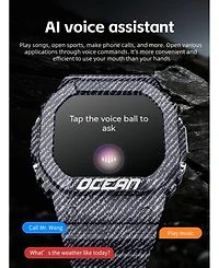 Ruxing smart Outdoor sports wristband 1.75-inch full touch screen Bluetooth call flashlight Sos compass -Red