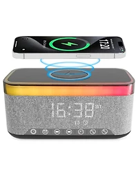 Alpha Digital 10W Bluetooth Stereo Speaker-Alarm Clock, Wireless Charging, Rgb light