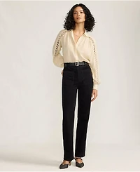 Lands' End Women's Tall Corduroy High Rise Rail Straight Leg Pants
