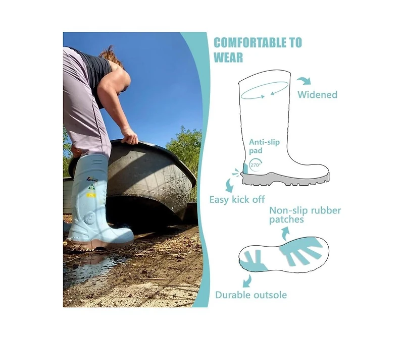 Women's Csa Approved Safety Boots - Waterproof Pu Steel Toe Rubber Astm F2413-18 Acid & Oil Resistant