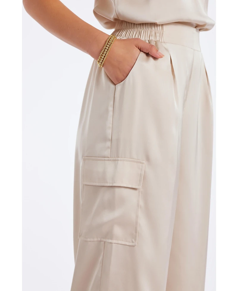 Bishop + Young Women's Pull-On Satin Cargo Pant