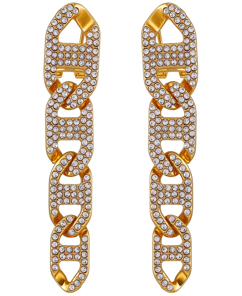 Guess Glass Stone Chain Link Drop Earrings (also Silver-Tone)
