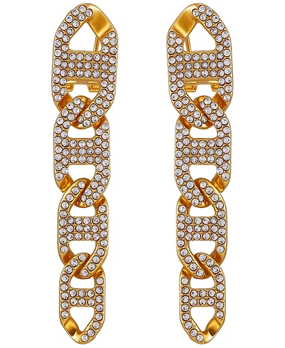 Guess Glass Stone Chain Link Drop Earrings (also Silver-Tone)