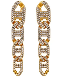 Guess Glass Stone Chain Link Drop Earrings (also Silver-Tone)