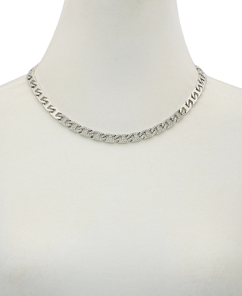 Guess Glass Stone Chain Link Statement Necklace (also Gold-Tone)