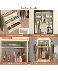 Aheaplus 4FT Small Closet Organizer with Fabric Drawers
