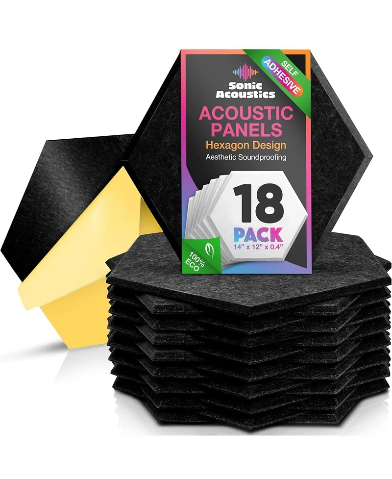 Sonic Acoustics Acoustic Panels 18-Pack Soundproof Wall Sound Absorbing