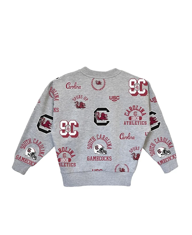 Gameday Couture Big Girls Gray South Carolina Gamecocks Always on Repeat Pullover Sweatshirt