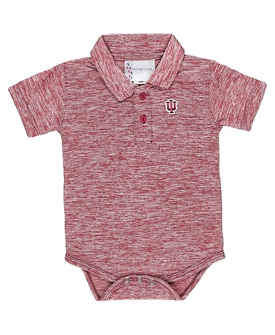 Two Feet Ahead Baby Boys and Girls Crimson Indiana Hoosiers Space-Dye Golf Polo Bodysuit